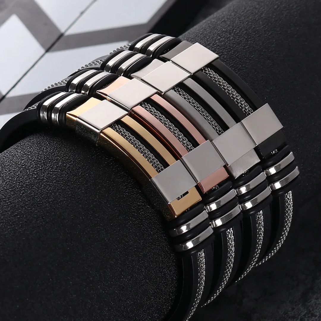 Bracelets et joncs en cuir avec fermoirs magnétiques en acier inoxydable